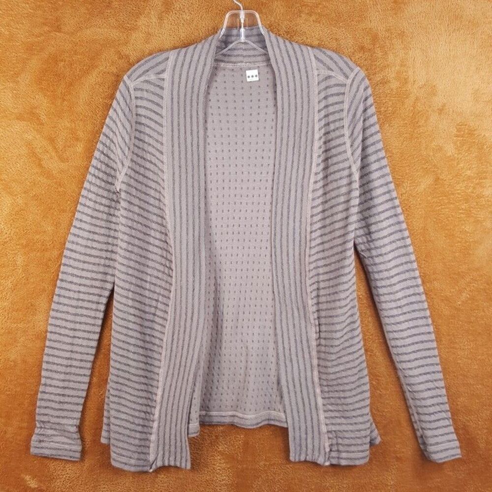 THREE DOTS Sweater Womens XS Tan Cardigan Open Knit Draped Lightweight Stretch
